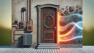 Iron door with energy-saving benefits illustration.