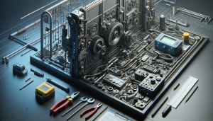 Technician inspecting an automatic gate system.